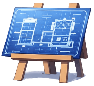Blueprint on an easel